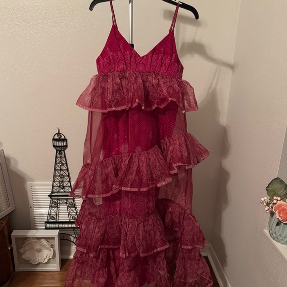 NWT Anthropologie Let Me Be Sleeveless Sheer Tiered Midi Dress Sz S - Picture 10 of 16